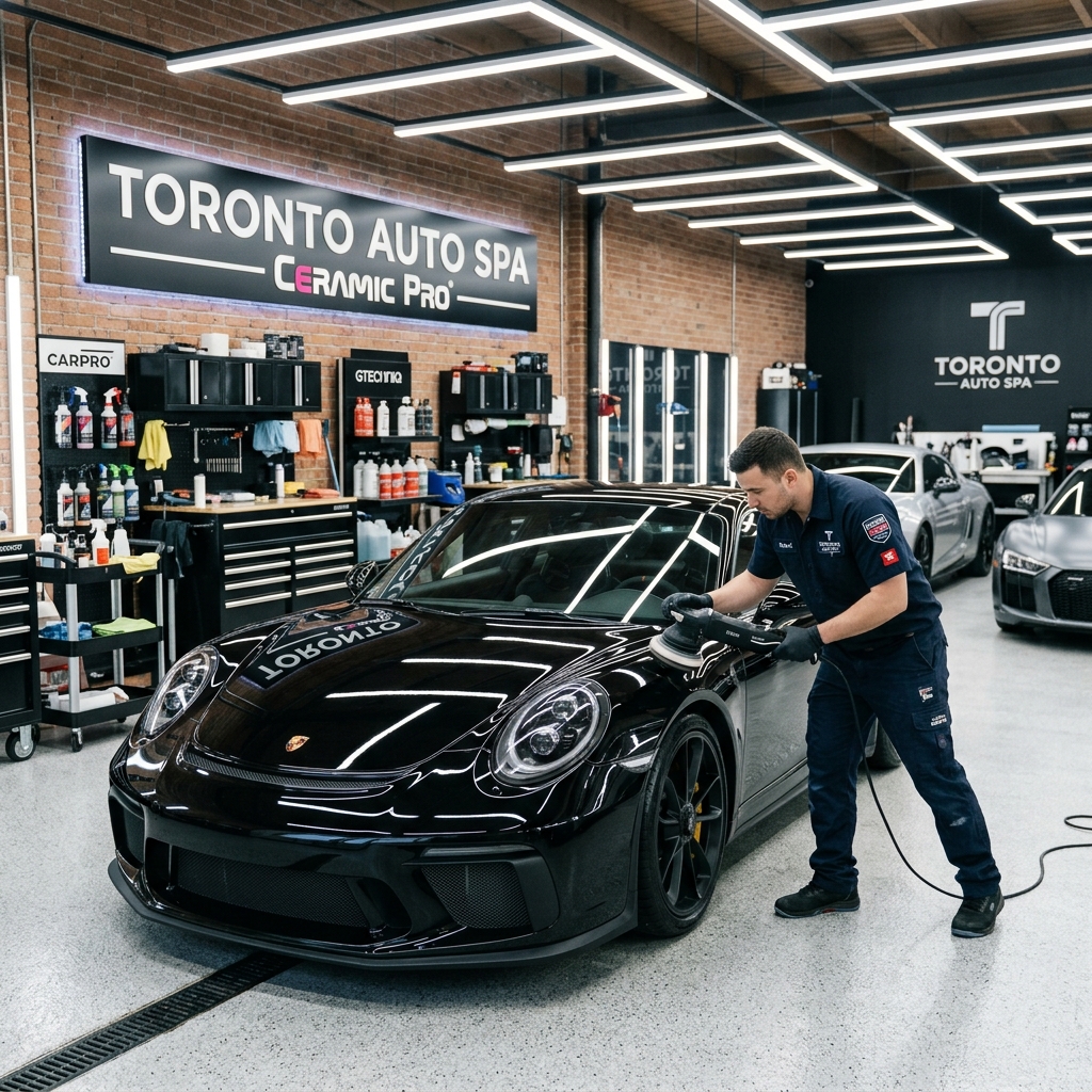 Gleaming black sports car finish
